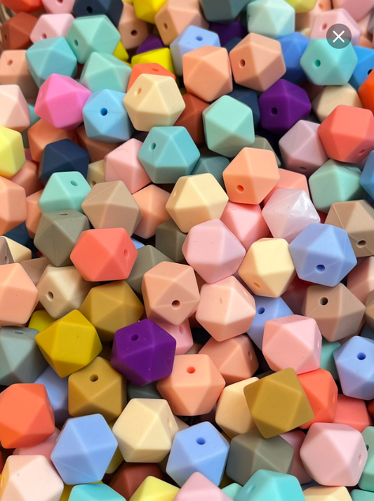 silicion beads:15mm,round and hexagon